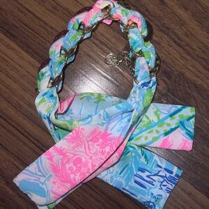 Lilly Pulitzer Bohemian Queen Scarf Gold Tone Link Bracelet